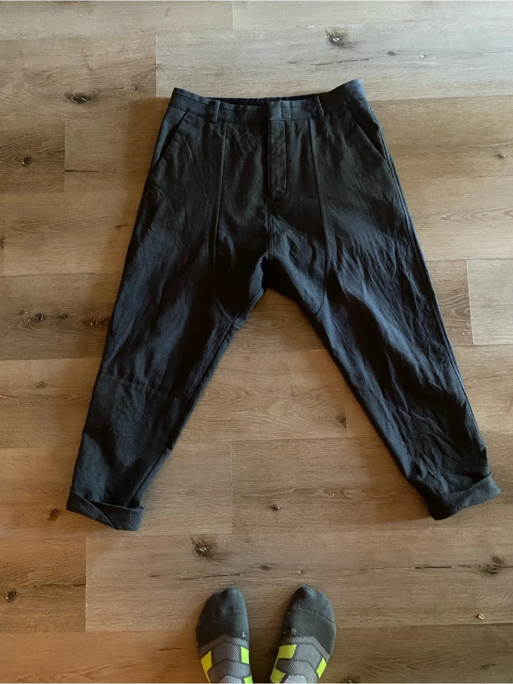 AllSaints Men's Dark Brown Flat Front Pants